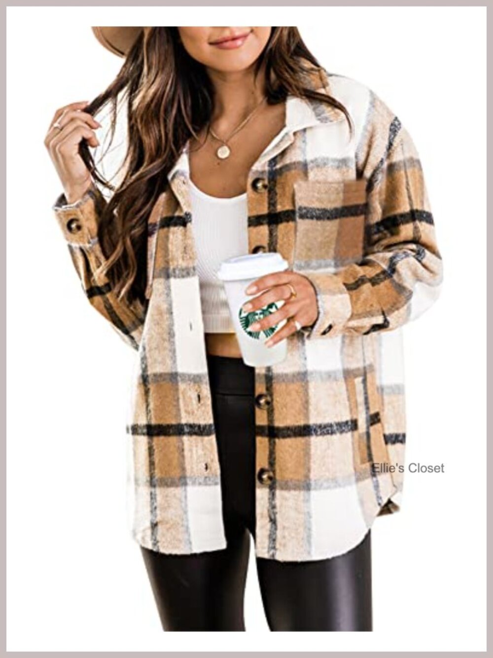 Women's Plaid Shacket Long Sleeve Button Down Flannel Shirt